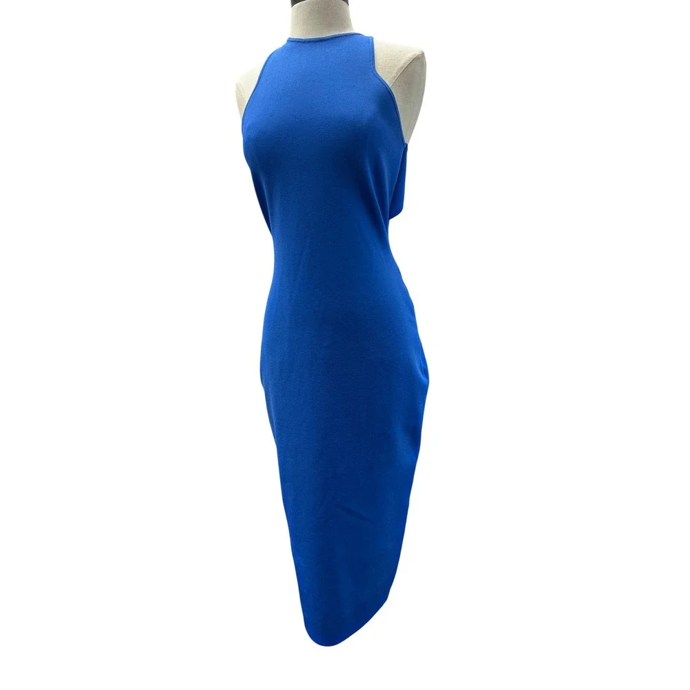 A.L.C. Delfine Midi Dress Women Small Blue Excellent Open Back Cutout‎ Knit